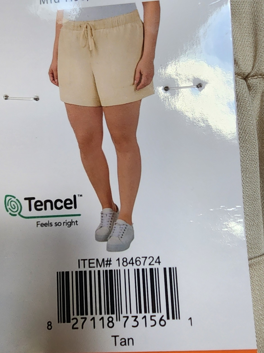 Nwt Hilary Radley Tan Or Black High-Waist Drawstring Tencel Shorts 4 1/2 Inseam